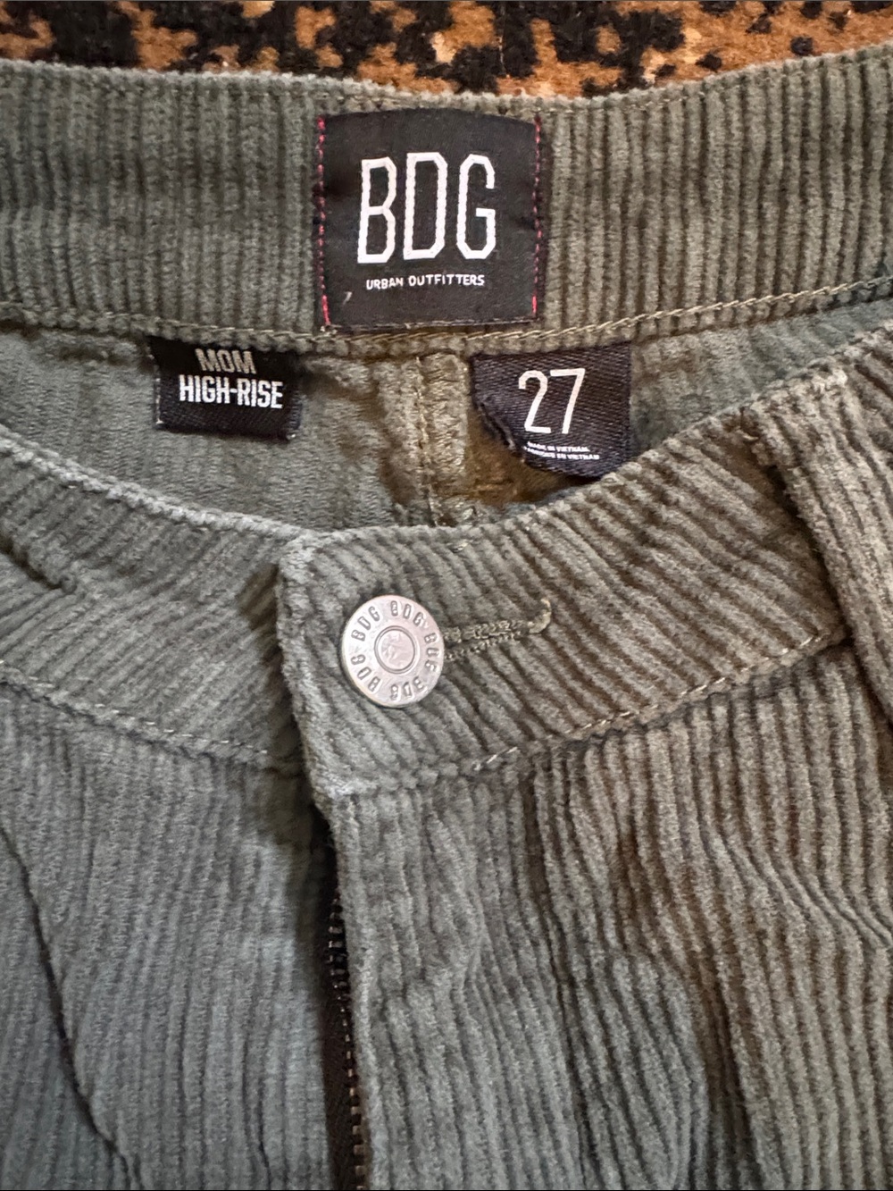BDG Olive Green Corduroy Mom High-RiseJeans